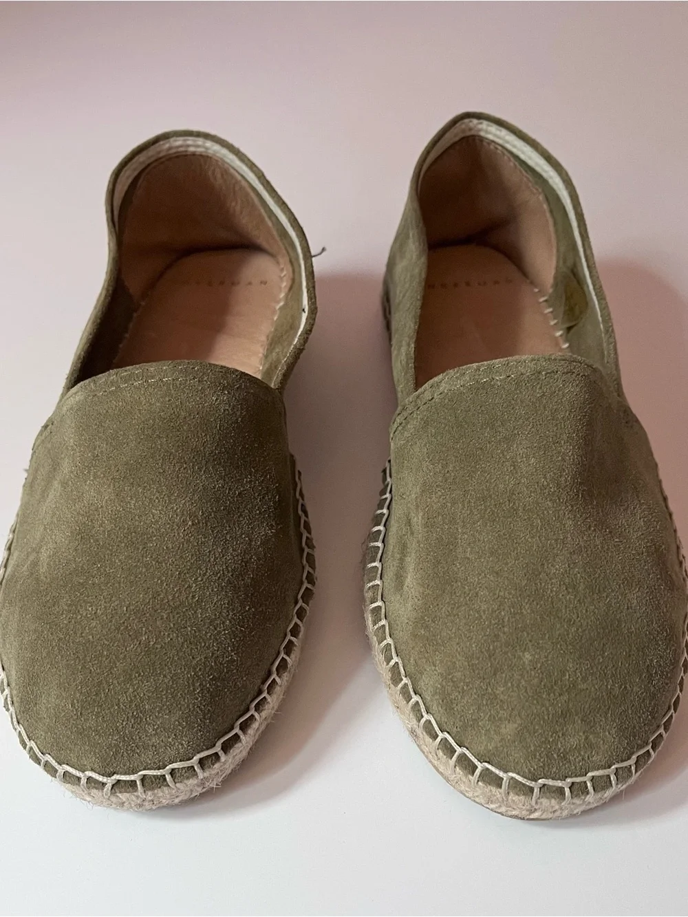Inkerman NYC Olive Green Suede French Espadrille Flats Made in France EU 38 /7.5